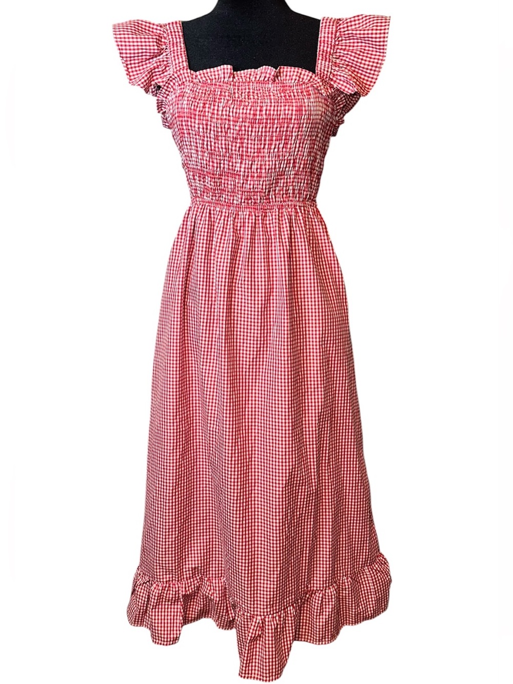 Sim and Sam Red Gingham Ruffle Midi Dress - Picture 3 of 9